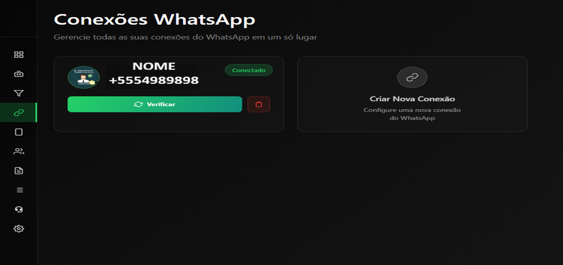 Conexão ativa no dashboard